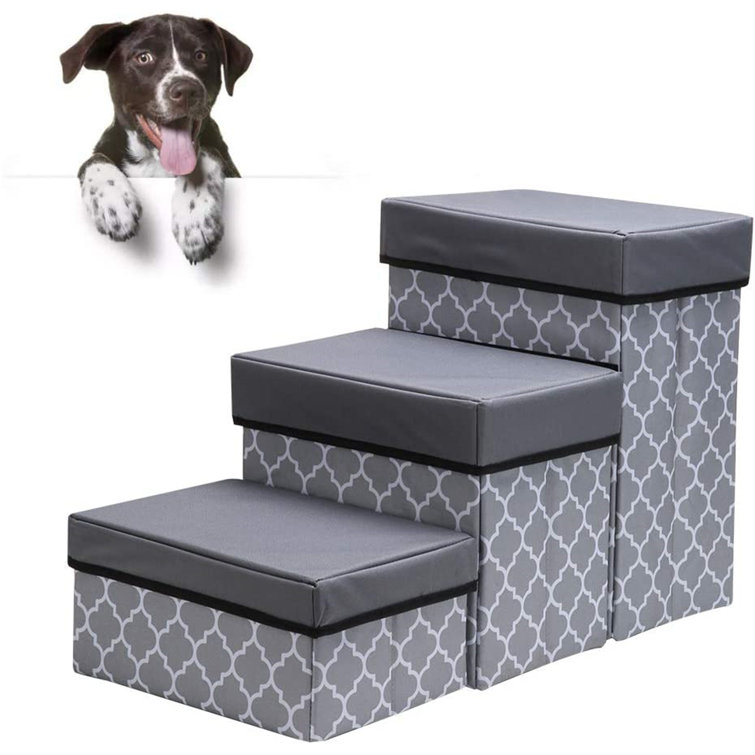 YIP Dog Stairs For Small Dogs Pet Storage Stepper, Foldable 3Tier